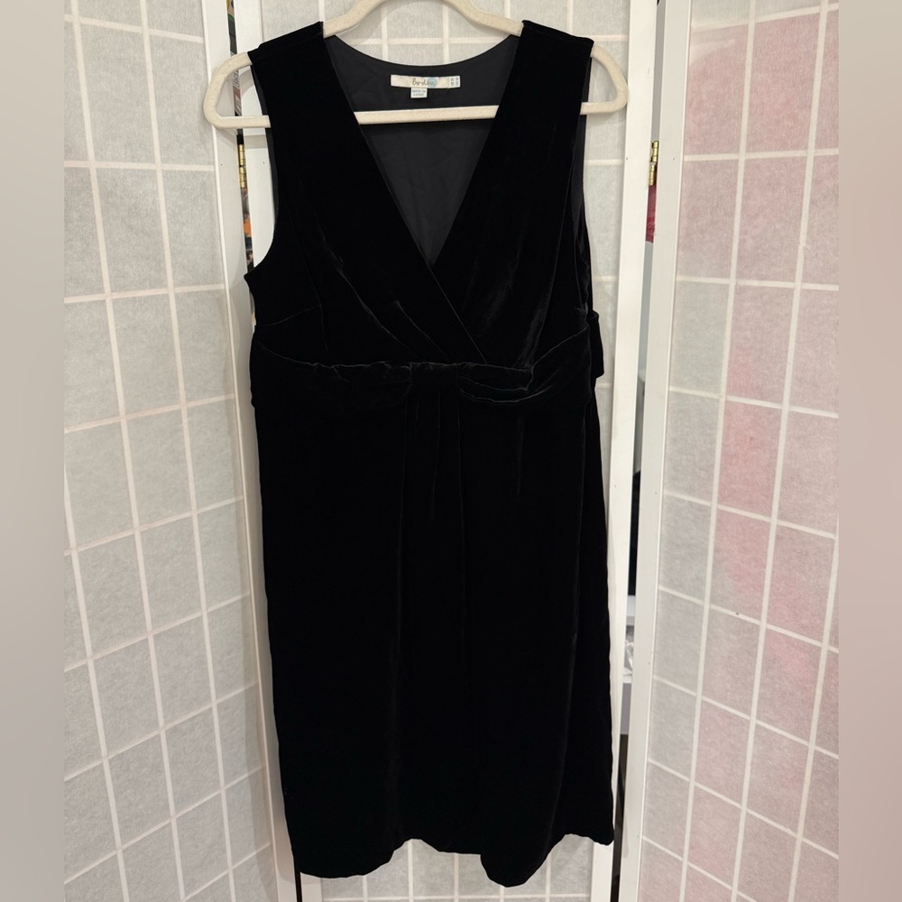 Boden Women’s Black Velvet Midi Dress Size 10 - Picture 2 of 7